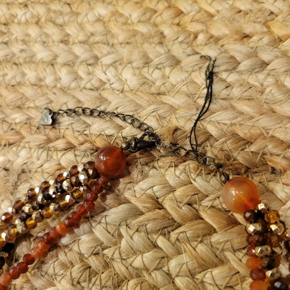 Pretty Cookie Lee necklace with 4 strands in Amber, Bronze and Shiny Gold colors - Picture 6 of 8
